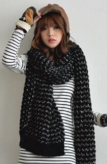 Autumn/winter Korean Version of Mohair Scarf Super Long and Thick Women's Wool Knitted Warm Love Scarf