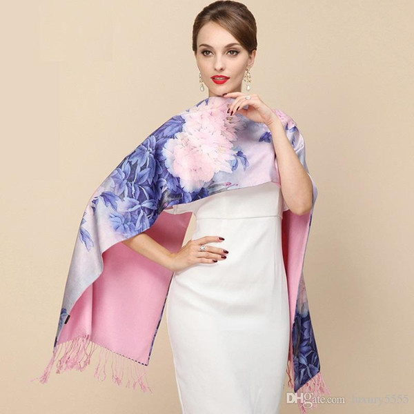 2017 Fashion Designer Ladies Big Scarf silk Scarf Women Brand Wraps Real Double-deck Thickened Brush Autumn Winter Shawl Scarves