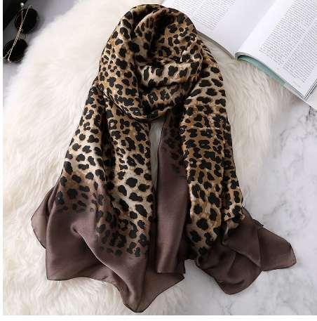 Luxury Brand Women Ombre Leopard Dot Silk Scarf Lady Fashion Print Shawls and Wraps Pashmina Foulards Bandana Hijab Snood