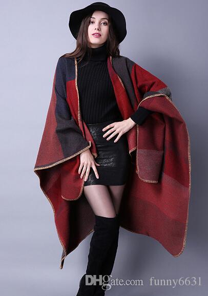 5PCS autumn winter scarf grid woman travel shawls wool spinning ladies National intensification cloak 18colors cape christmas party cappa