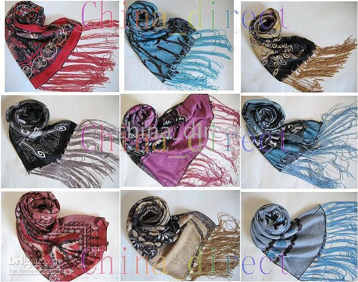 Burnout Velvet Silk Shawl Wrap Scarf LOTS DESIGN COLOR 13pcs/lot Christmas gift#1733