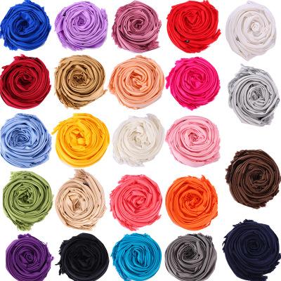 2019 24Colors Hot Pashmina Cashmere Solid Shawl Wrap Women's Girls Ladies Scarf Soft Fringes Solid Scarf YD0104