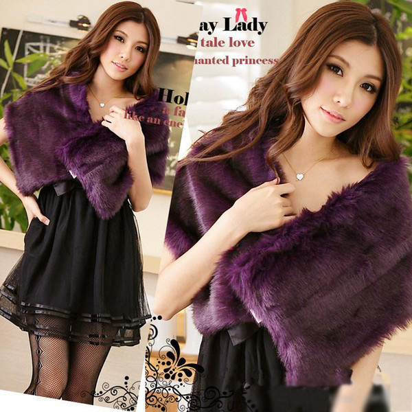Ladies Wedding dresses evening wear shawl Faux Fur fox fur Shrug Bolero Cape Wrap Shawl Stole Tippet Coat Bridal Wedding