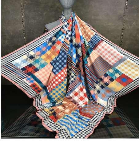 new woman Fashion silk Scarf lattice Printing 130*130 big Square scarf Decoration wife Gift headscarf high quality Shawl