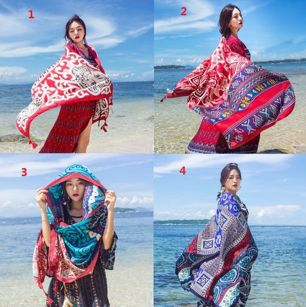 2017 new Ethnic style cotton linen scarf woman summer seaside travel super large sunscreen beach scarf wholesale free shipping shawl