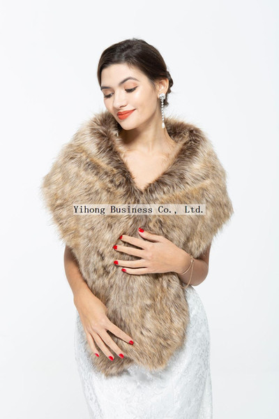 PJ107 Women Faux Fur Shawl Wraps Stole Cloak Coat Sweater Cape for Evening Party/Bridal/Bridesmaids