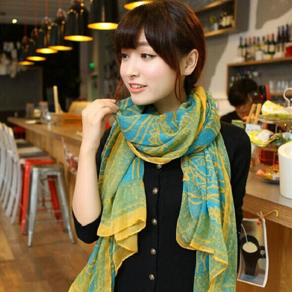 Summer burst models in Europe and America big female rectangular cashew printing four-color cotton scarves scarf sunscreen shawl
