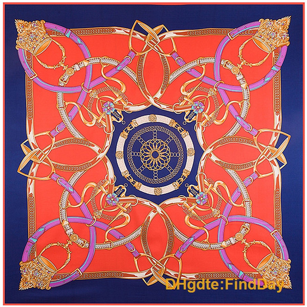 The new H style 130cm*130cm chain belt Ladies Silk Twill shawl scarf stitching