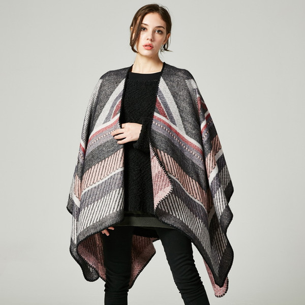 Women Fashion Thicken Scarves Cashmere Feel Ponchos Pashmina Winter Capes designer Oversize autumn Thick Warm Knit Shawls ladies Scarf Wrap