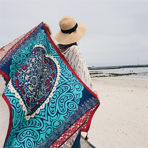 Scarf Woman Spring and AutumnSsun Protection Cotton and Linen Shawl Dual Use Summer Long Korean Version of Gauze Towel Seaside Resort Towel