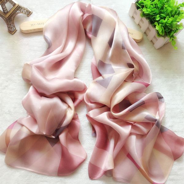 100% Real Silk Scarf Women Blanket Plaid Scarf Female Shawls And Scarves Warm Women Silk Tippet 18 colors