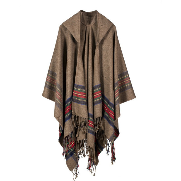 130*150CM Fashion Thicken Stripes Scarves Cashmere Feel Ponchos Pashmina Winter Capes Oversize autumn Warm Knit Shawls Women Scarf Wrap