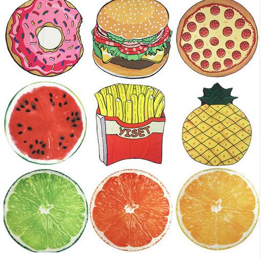 2019 Pineapple Beach Towel Round Tropical Fruit Chiffon Beach Towels For Living Room Home Decor Hamburger Donut Bath Towels