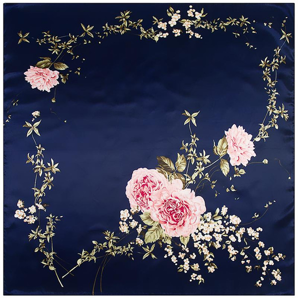 90cm*90cm New Fashion Silk Square Scarf Women Imitated Silk Loving Heart Shape Flower Rose Printed Scarves Shawl Hijab