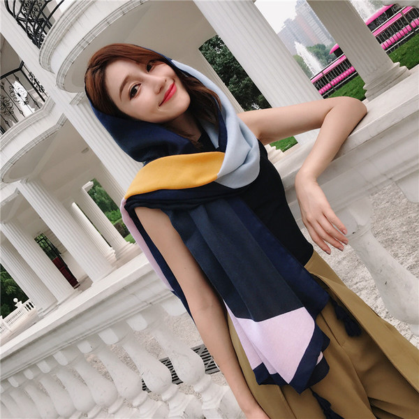 Hot sale fashion cotton and linen scarves national wind geometric printing tassel scarves women sunscreen travel shawls wholesale