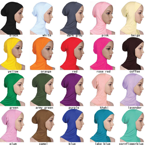 Wholesale Modal head bonnet 35*24cm Fashion Islamic Turban Head Wear Band Neck Chest Cover Bonnet Muslim Short Hijab Shawls Arab Women Scarf