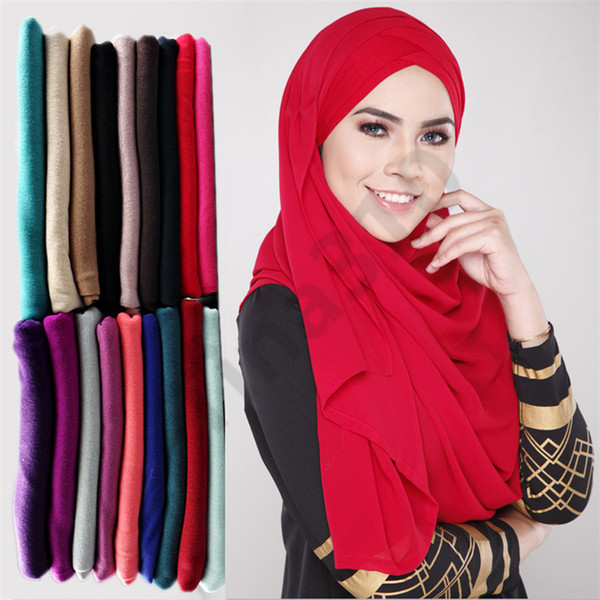 85*185cm Women Hijabs Scarf Shawls Oversize Muslim Head Wraps Soft Long Chiffon Muslim Plain Hijab Scarves Wholesale 20pcs T1C389