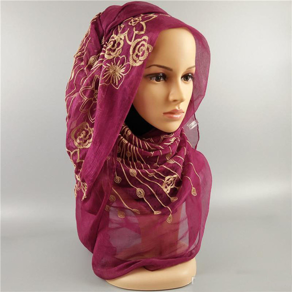 9 Colors Embroidery Ladies Scarves 17 * 72CM Scarves Muslim headscarf 2018 New Scarves Wholesale free shipping