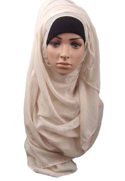 Free shipping Hot Adult Cotton Muslim Hijab The New Turban Jersey Baotou Wholesale Scarf Monochrome Widening High-grade