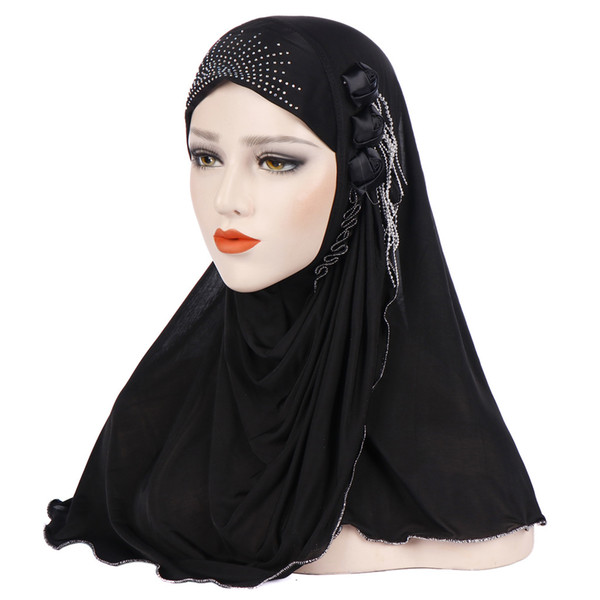 Newest Headscarf Cap Scarf Turban Muslim Tur Cap Full Cover Islamic Hat Womens Ice Silk Hijabs