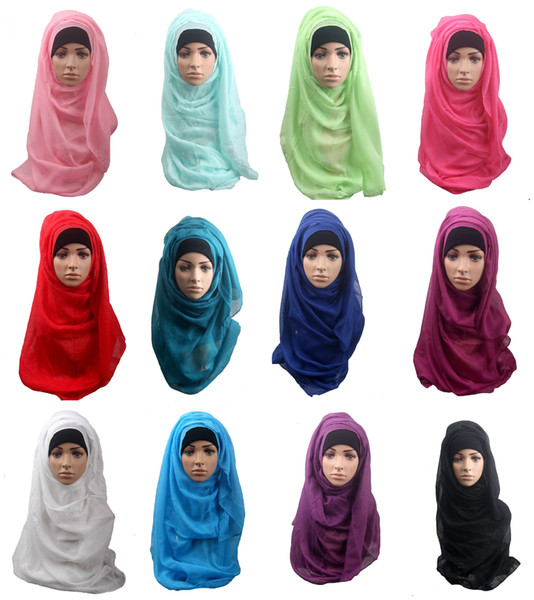 Pretty Baby Shawls and scarves solid plain hijab scarf women wraps foulard viscosecotton maxi shawls soft long islamic muslim scarves hijabs