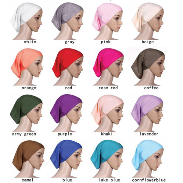 Muslim Underscarf inner-cap Muslim Women's Head Scarf Underscarf Hijab Cover Headwrap Bonnet pure color