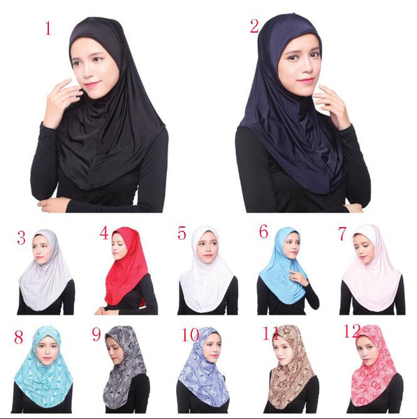 Islamic Muslim Women's Head Scarf Hijab Cover Headwear Bonnet Plain Caps ice silk