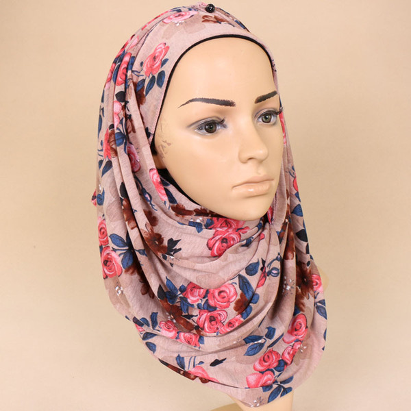 JERSEY Printed Flower Shawls Elastic Polyester fiber scarves/scarf Fashion Popular Muslim Hijabs 180*80cm BS489