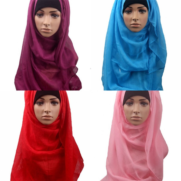 Muslim Lady Pure Color Hijab Scarves European Fashion Women Scarves Oversize Ethnic Pear Chiffon Shawl Hot 6 5js Y