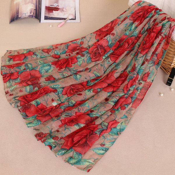 Women Printing Flower Shawl Fashion Long Soft Headband Viscose Wrap Autumn Muslim Hijab floral seasons Scarves/Scarf BS528