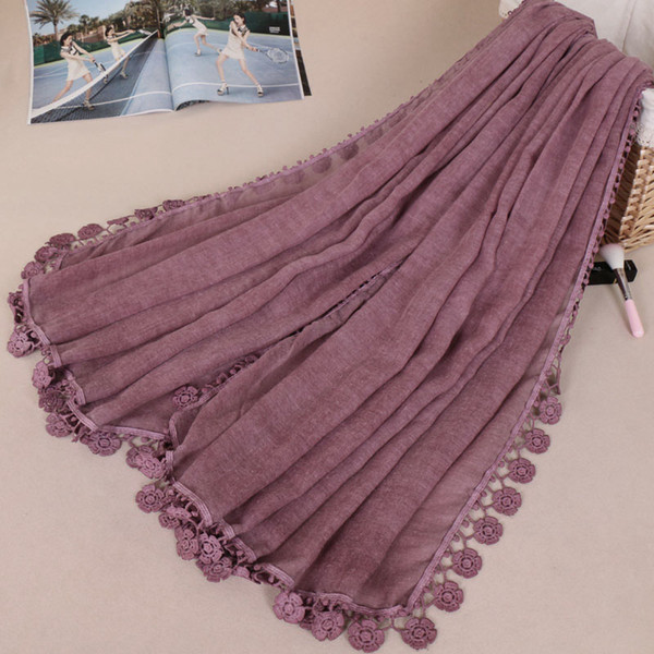 2017 Muslim Hijab lace cotton shawls long Winter scarf women pashmina large size Bandana sjaal girl scarves luxury brand 8 color BS513