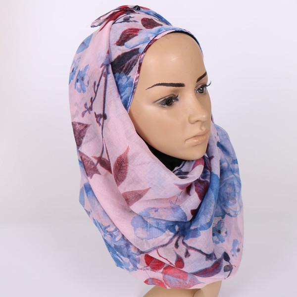 Laven printed floral scarves soft viscose flower shawl spring muslim long scarf pashmina headband shawls 180*85cm BS497