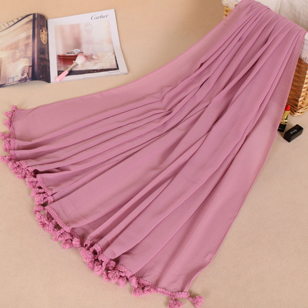 Plain winter Scarf Luxury Brand Islam Wrap Muslim Hijab Long Tassel Foulard Scarves echarpe hiver femme YW59