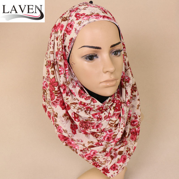 JERSEY Printed Flower Scarf/scarves Elastic Polyester fiber shawls high quality Muslim Hijabs 180*80cm