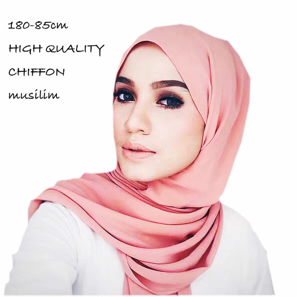 High Quality 85*180cm Thicker Plain Bubble Chiffon Solid Color Mulsim Shawls Headband Hijab Dubai Arab Wraps Scarves/Scarf 10pc