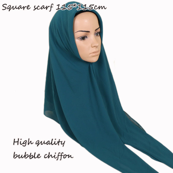 2018 NEW Brand Hight Quality Bubble Chiffon Scarf 21 Colors Muslim Women Hijab Scarves Solid Color Square Dubai Arab Scarf 115*115cm