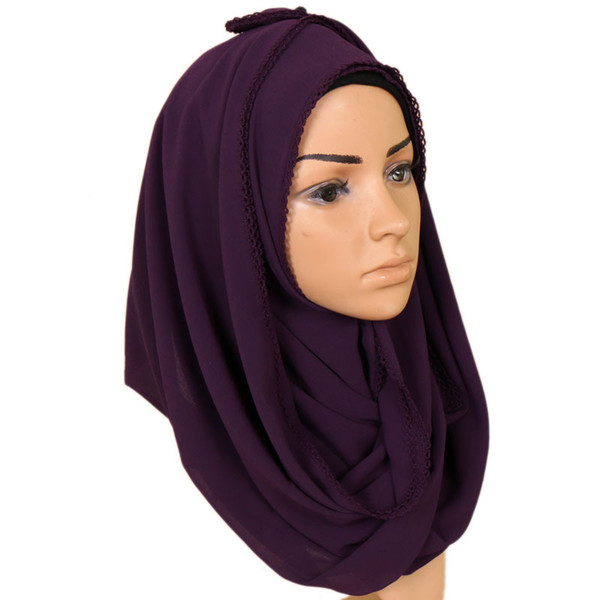 New design High Quality Solid color bubble chiffon hijab plain chiffon headscarf lady fashion headband wrap shawl muslim pashmina bandana