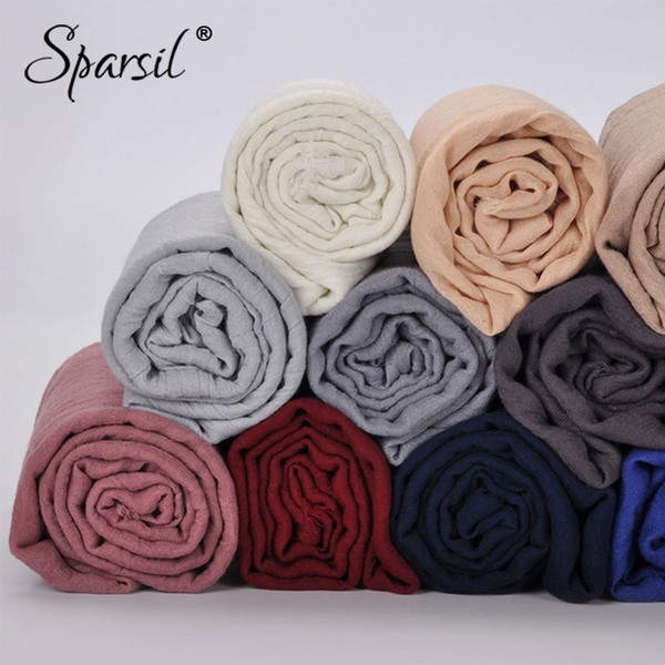 Sparsil Women Summer Soft TR Cotton Scarves Retro Tassels Solid Color 180x90 Shawls Female Thin Wraps Hijab Beach Holiday Scarf