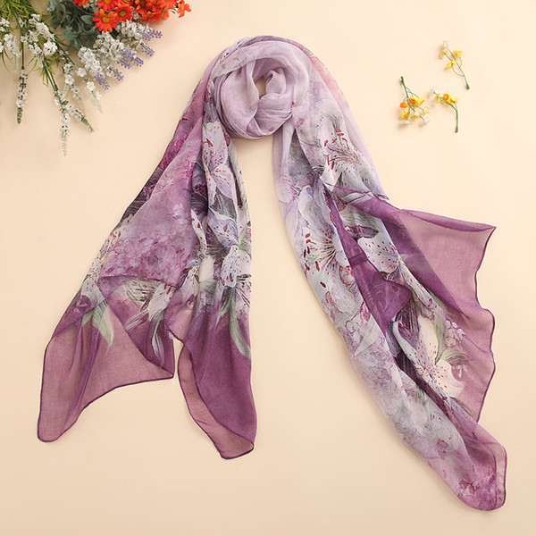 Shanghai Story 100% mulberry natural silk scarf shawl hijab wrap women female long style spring summer Beach Cover-ups