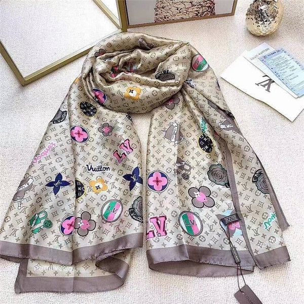 2019 new silk sunshade shawl classic women's print casual soft thin scarf beach shawl 190*80cm