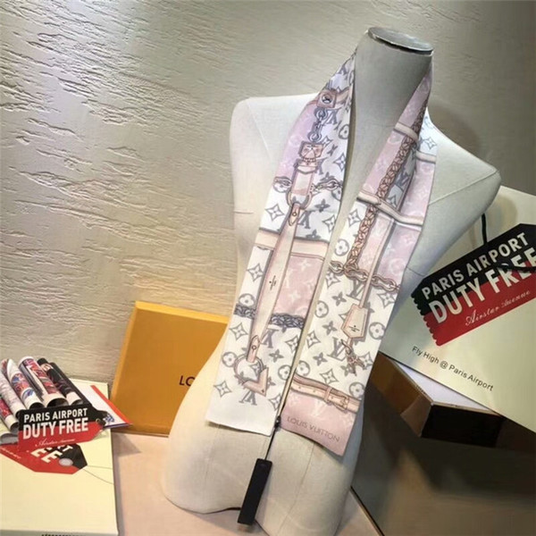 fashion silk men's and women's hair band multi-purpose silk handbag decorative scarf brand printed scarf 120*8cm