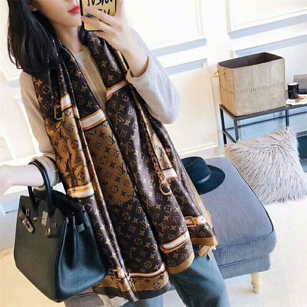 2019 hot style women's silk scarves luxury brand silk scarves high-grade fashion spring/summer print sunscreen silk scarves