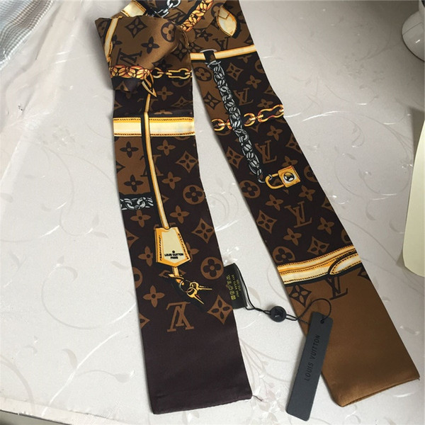 2019 silk scarf brand small ribbon 120*8cm fashion women's fashion Men and women scarf designer handbag decoration ribbon.