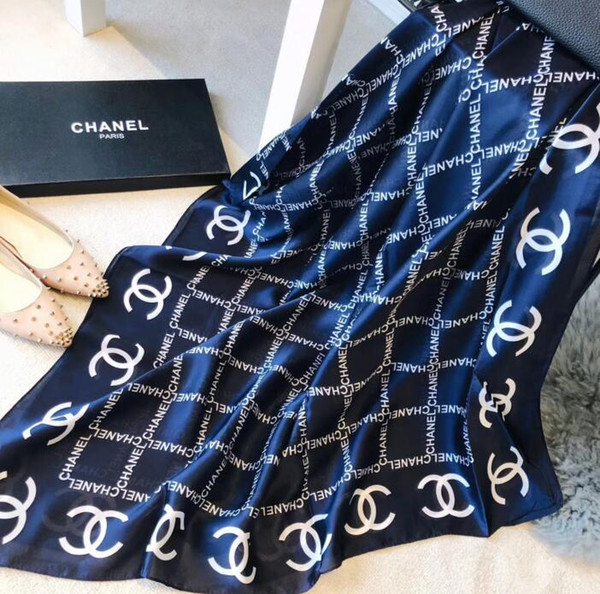 2019 Brand new design women's long scarf 100% silk three colors print the chain pattern size