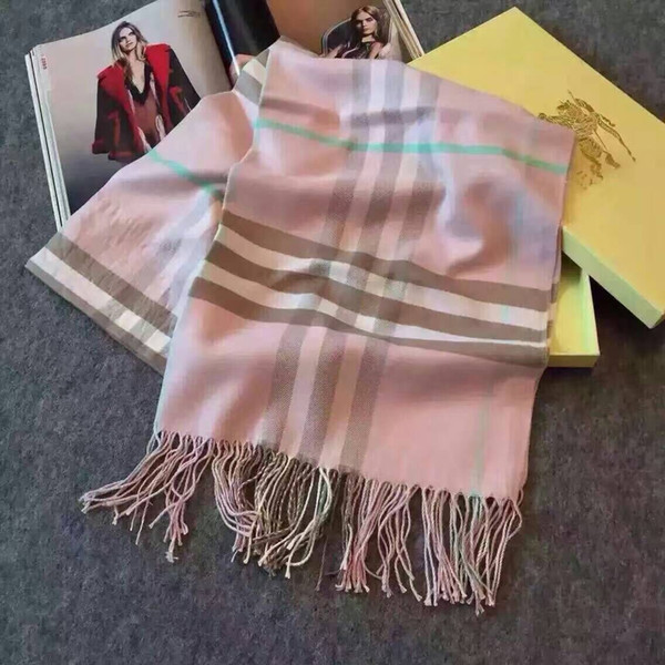 Hot Sale High-quality New Fashion Pink Scarf All Seasons Cotton Khaki Striped Shawl Women Yarn-dyed Scarf Classic Accessories Free Shipping