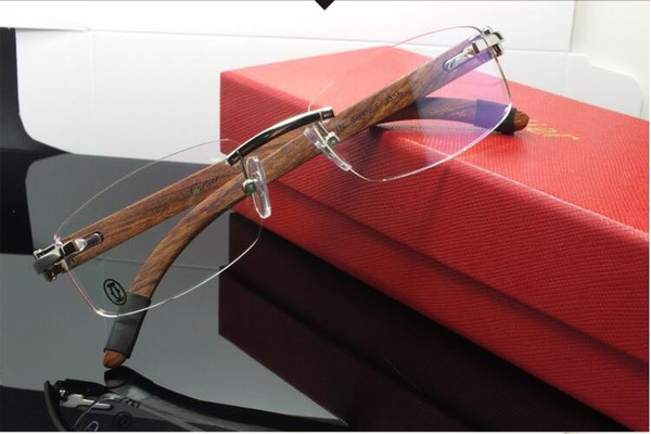 Luxury-Myopia Frame Without Frame Wooden Leg Super Light Noble Glasses Frame Business Men and Women's Size: 55-180-140