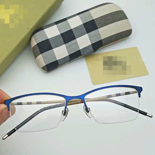 AAA+ BE1278 classical plaid design glasses contrasted male semi-rim frame prescription glasses53-17-140quality alloy frame fullset case