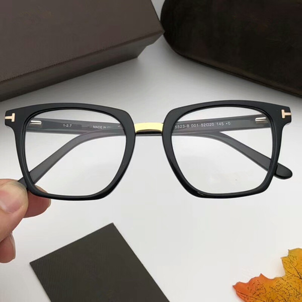 Handsome unisex-styleT5523 glasses frame Square plank-metal 52-20-145unisex prescription glasses Demo-lenses full-set case OEM outlet