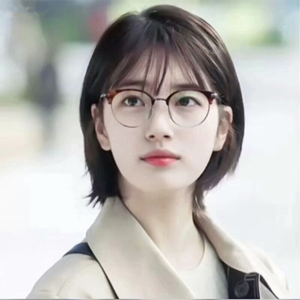 KOREA STAR style Retro-vintage semi-half glasses frame plank+B-titanium female round frame51-20-145prescription glasses full-set case OEM