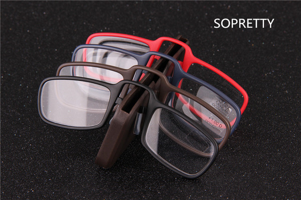 TR90 Mini Reading Glasses Clip Nose Square Optical Glasses Wallet Prescription Eyewear Degree +100 to +350 diopter Box+cloth